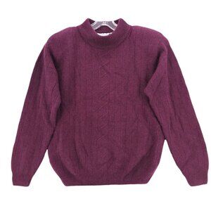 LOMBARDI INC Vintage Sweater Maroon Purple Lambswool Angora Blend Fuzzy LARGE